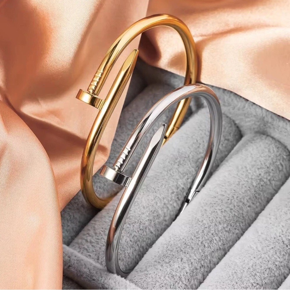 Elegant Gold and Silver Nail Bracelets